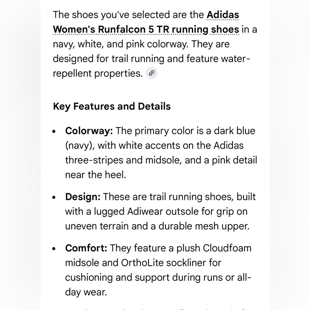 NIB NWT ADIDAS WOMENS RUNFALCON 5.0 TRAILRUNNING CLOUDFOAM WATER REPELLENT SZ8.5 - Picture 13 of 14
